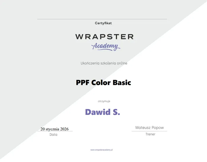 Certyfikat Dawrap Studio